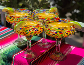 Dishwasher-safe margarita glass for easy cleanup after entertaining.