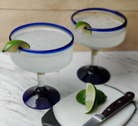 Eco-friendly Dos Sueños glassware made from recycled glass and lead-free.