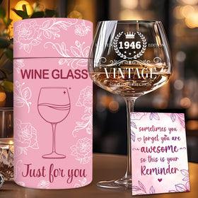 DOTAOKACI 80th birthday wine glass with a modern, sleek silhouette.