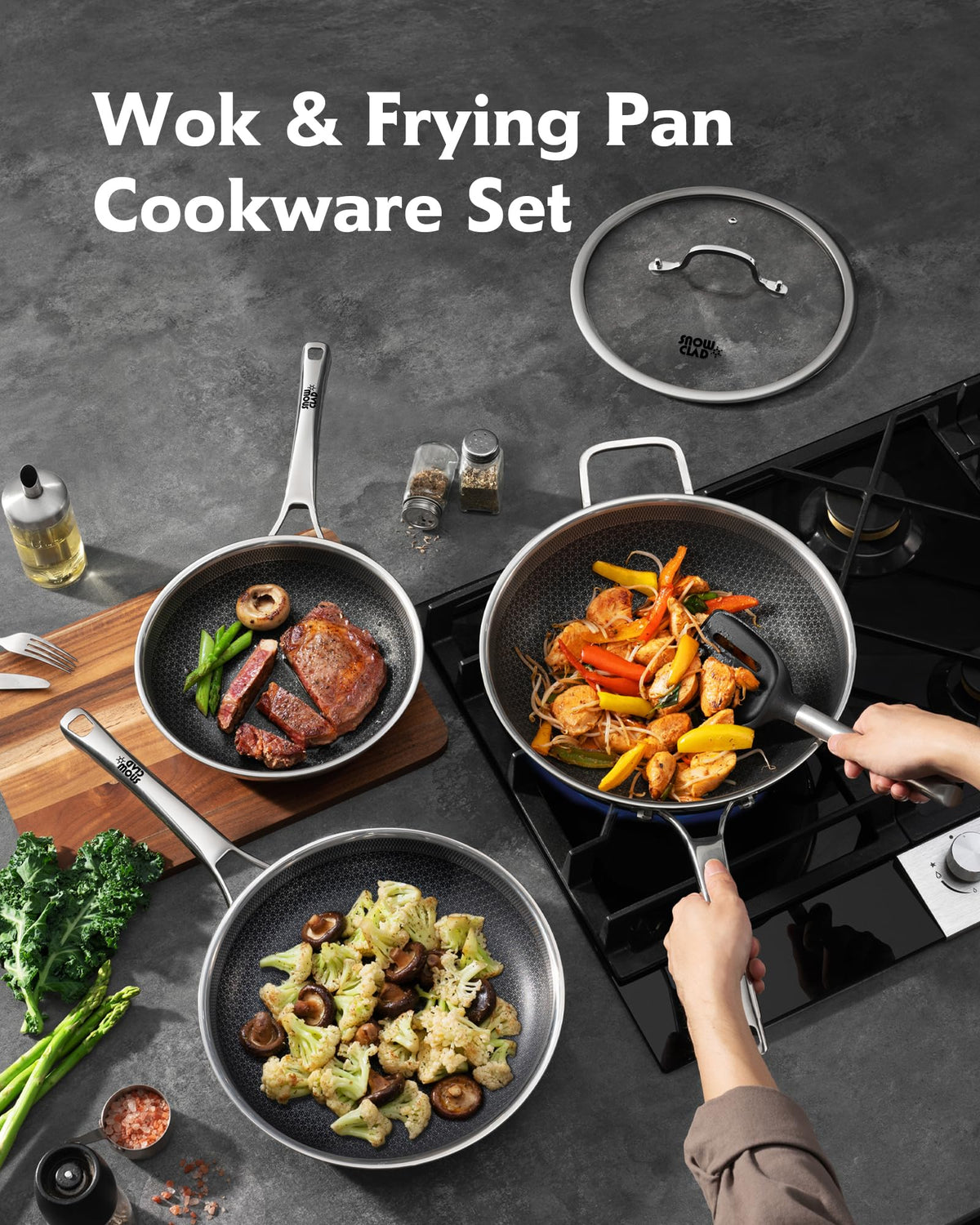 DOTCLAD 12inch wok with lid shows even heat ideal for stir fries