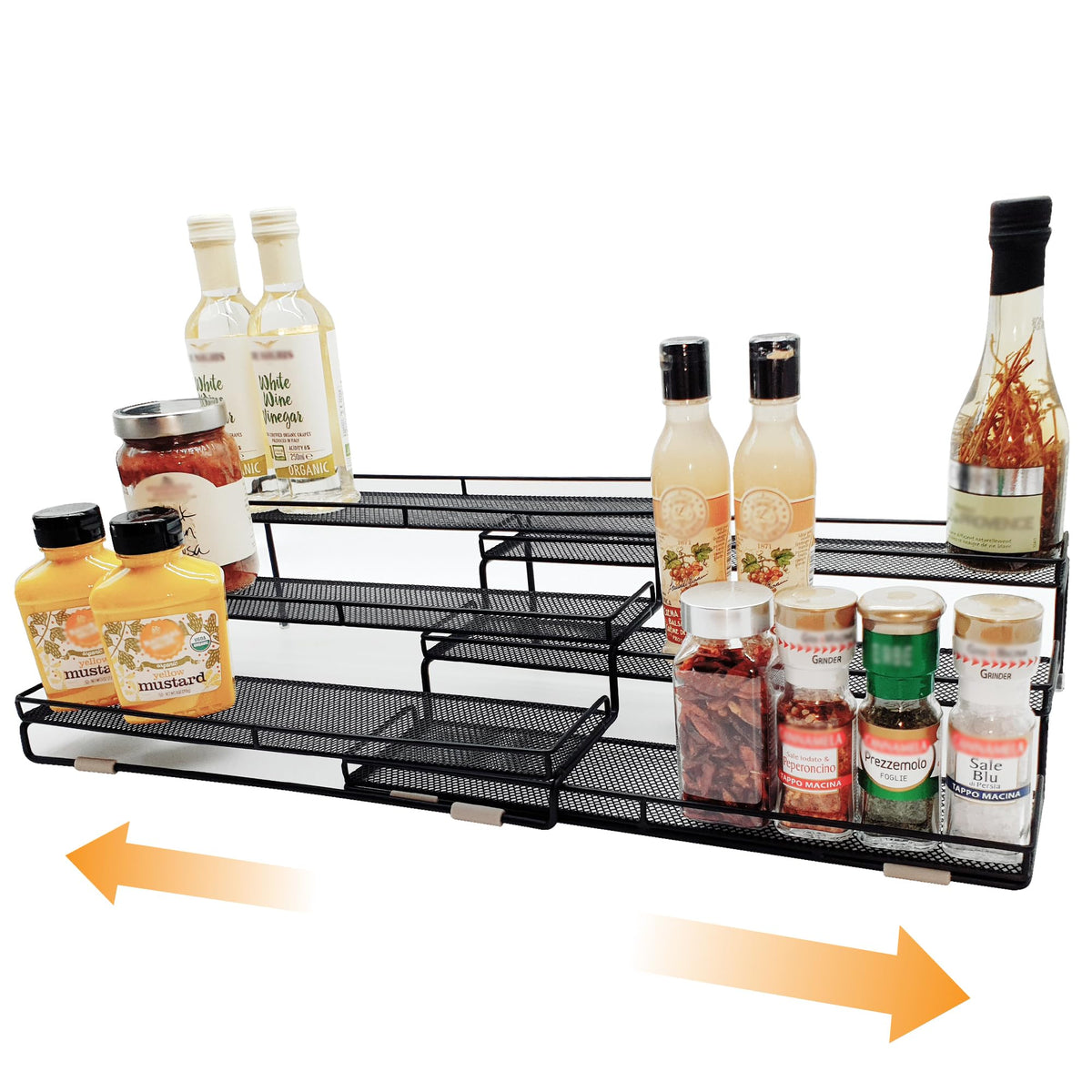 DOTORYDESIGN 3-tier spice rack expanded full width holds spices neatly and saves counter space