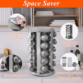 DOUBLE 2 C 360-degree rotating rack displays spices for easy grabbing