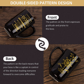 Doublewhale Boss Gifts mug back design featuring 'A GREAT CAPTAIN' to inspire the team.