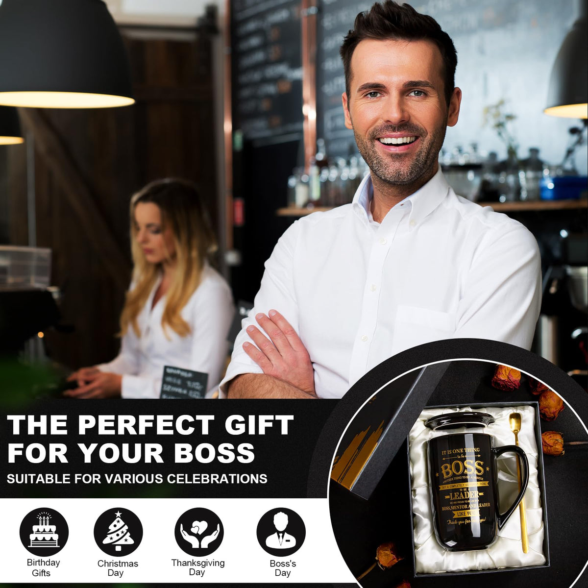 Doublewhale Boss Gifts mug glaze resists daily wear for durable use.