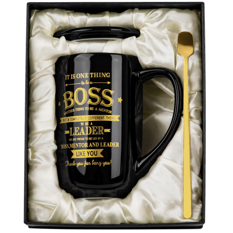 Doublewhale Boss Gifts mug front design highlighting leadership motif for office appreciation.