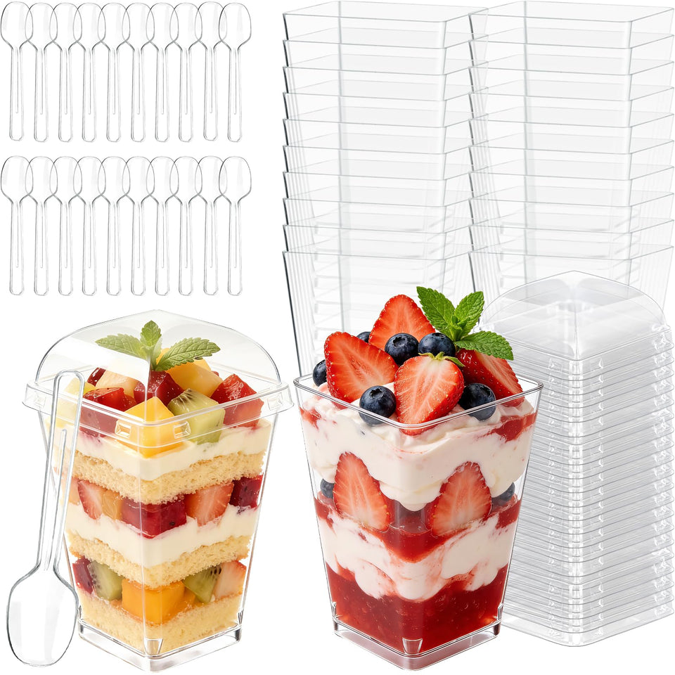 DOUDOULE 5oz dessert cups with lids showcase layered desserts and freshness