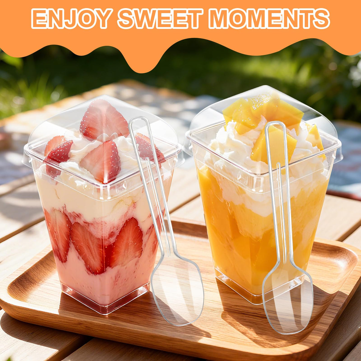 DOUDOULE 5oz cups with spoons provide easy portioning for gatherings