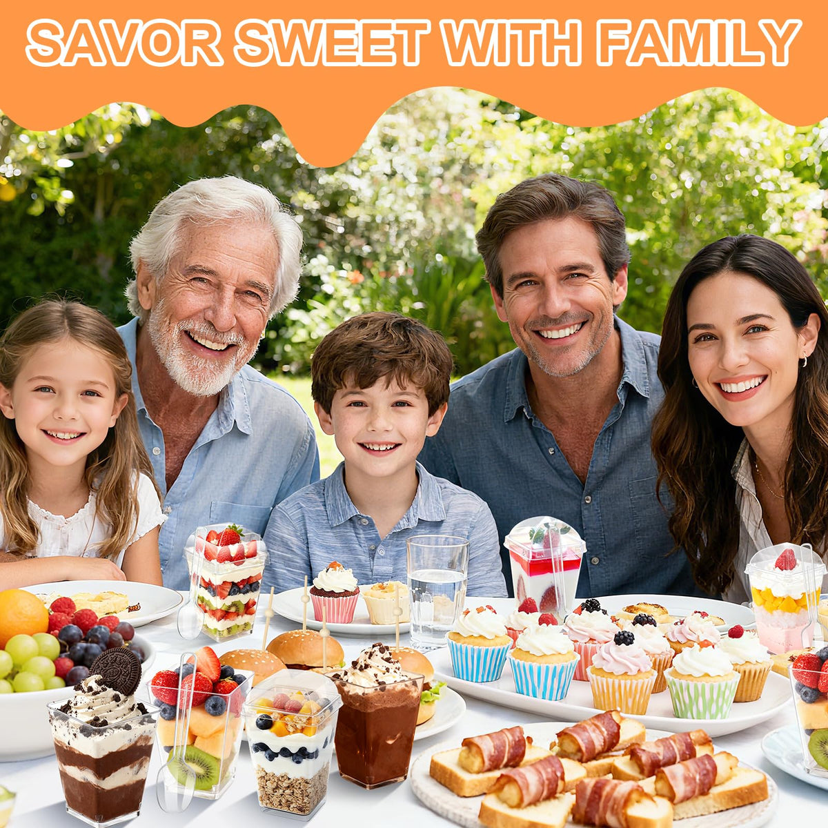 Square appetizer cups from DOUDOULE ideal for fruit and puddings