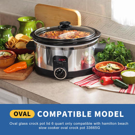 The doufuhua 6-quart oval lid offers durable glass for daily kitchen use.