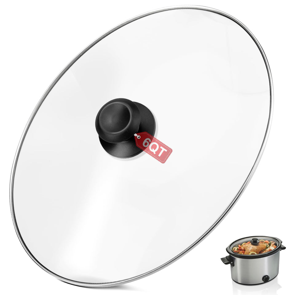 The doufuhua oval glass lid for 6-quart Hamilton Beach, clear view during cooking.