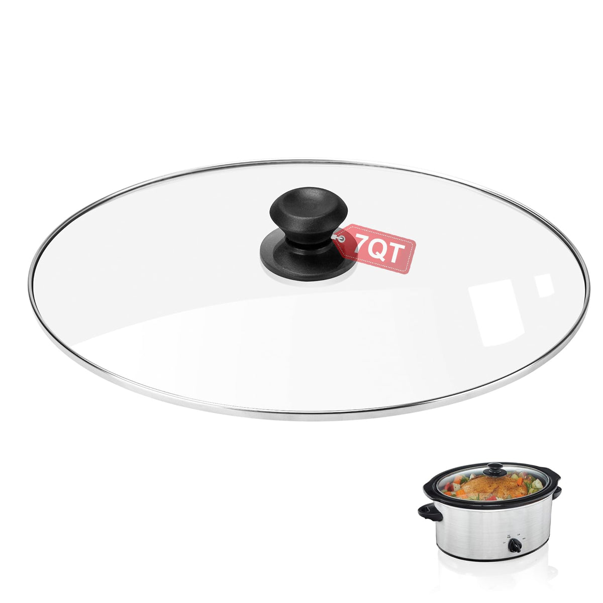 doufuhua oval glass lid closeup for clear monitoring during slow cooking