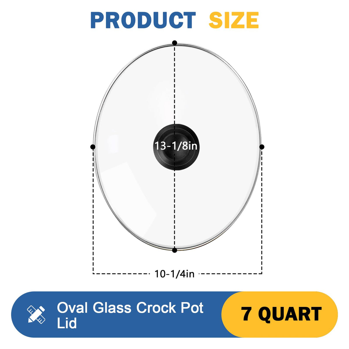doufuhua oval glass lid on-crockpot showing 7-quart fit and visibility