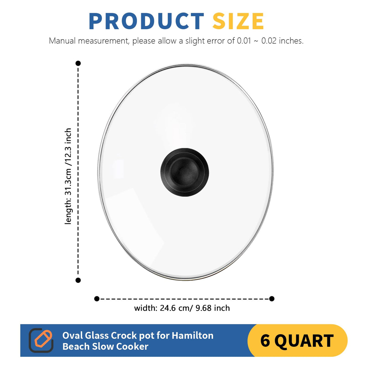Replacement oval lid for 6-quart programmable slow cooker by doufuhua.