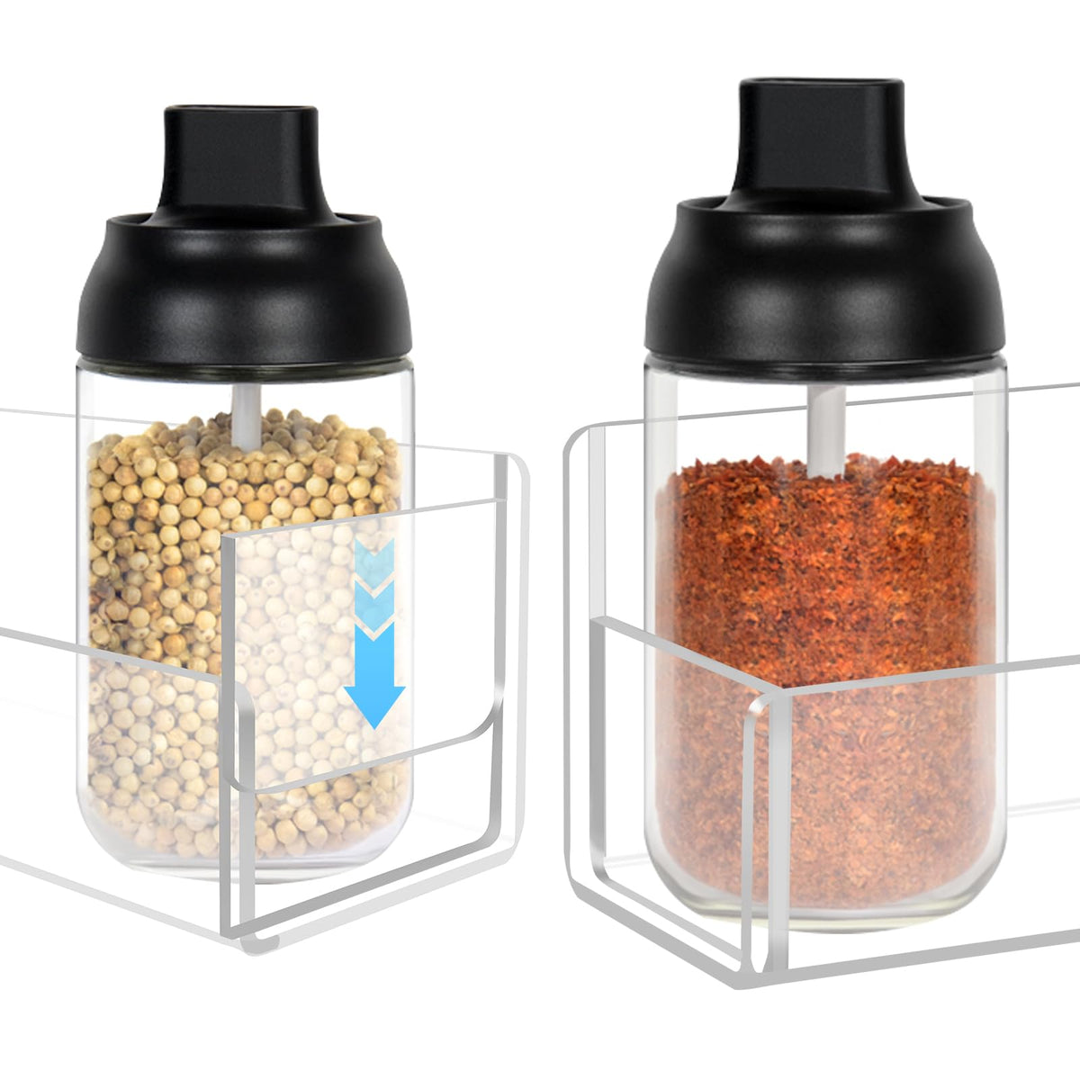 Douildhaiy spice rack with adhesive strips ready for installation