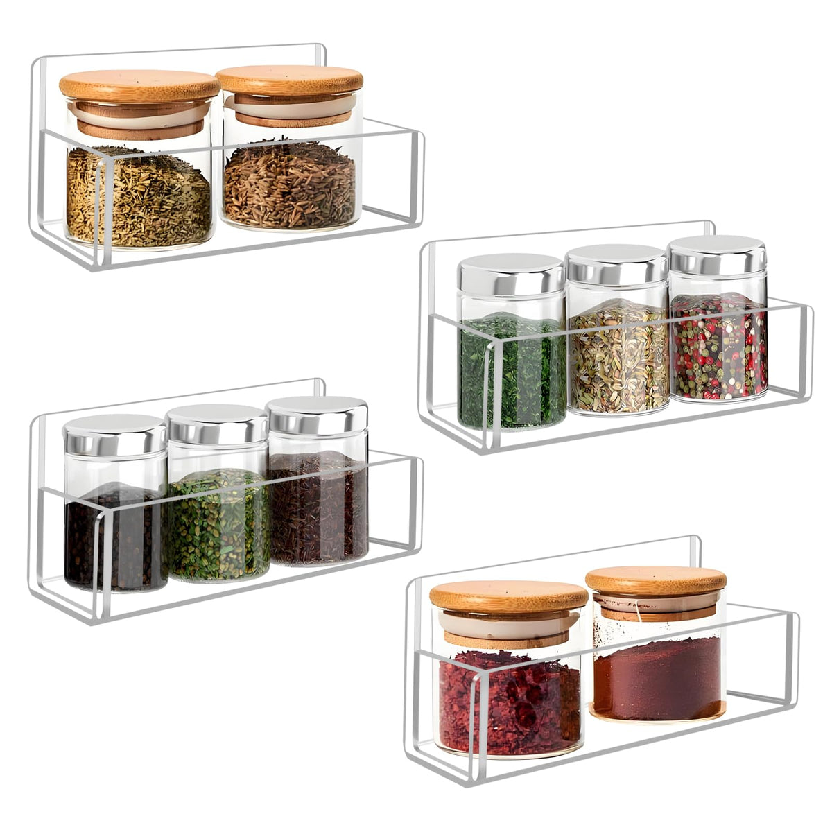 Douildhaiy wall-mount spice rack with clear acrylic for quick spice selection
