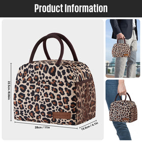douyadady leopard lunch bag open main compartment showcases spacious capacity.
