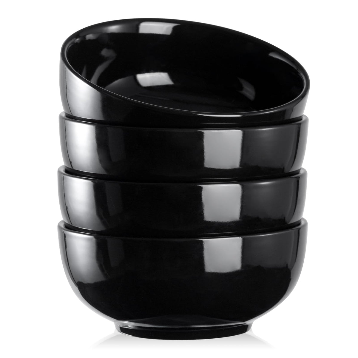 DOWAN 22 oz ceramic bowls in black, versatile for soups and cereals.