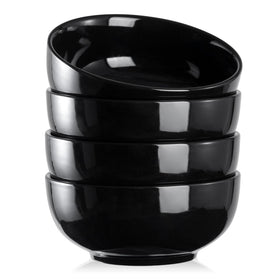DOWAN 22 oz ceramic bowls in black, versatile for soups and cereals.