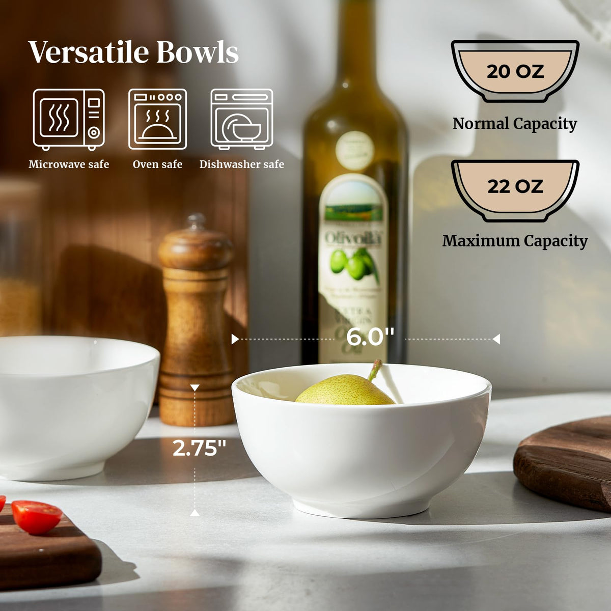 DOWAN bowls filled with soup show the smooth glaze and deep capacity.