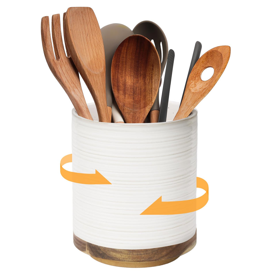 DOWAN 360° rotating utensil holder, top view, for quick, effortless grabbing of tools.