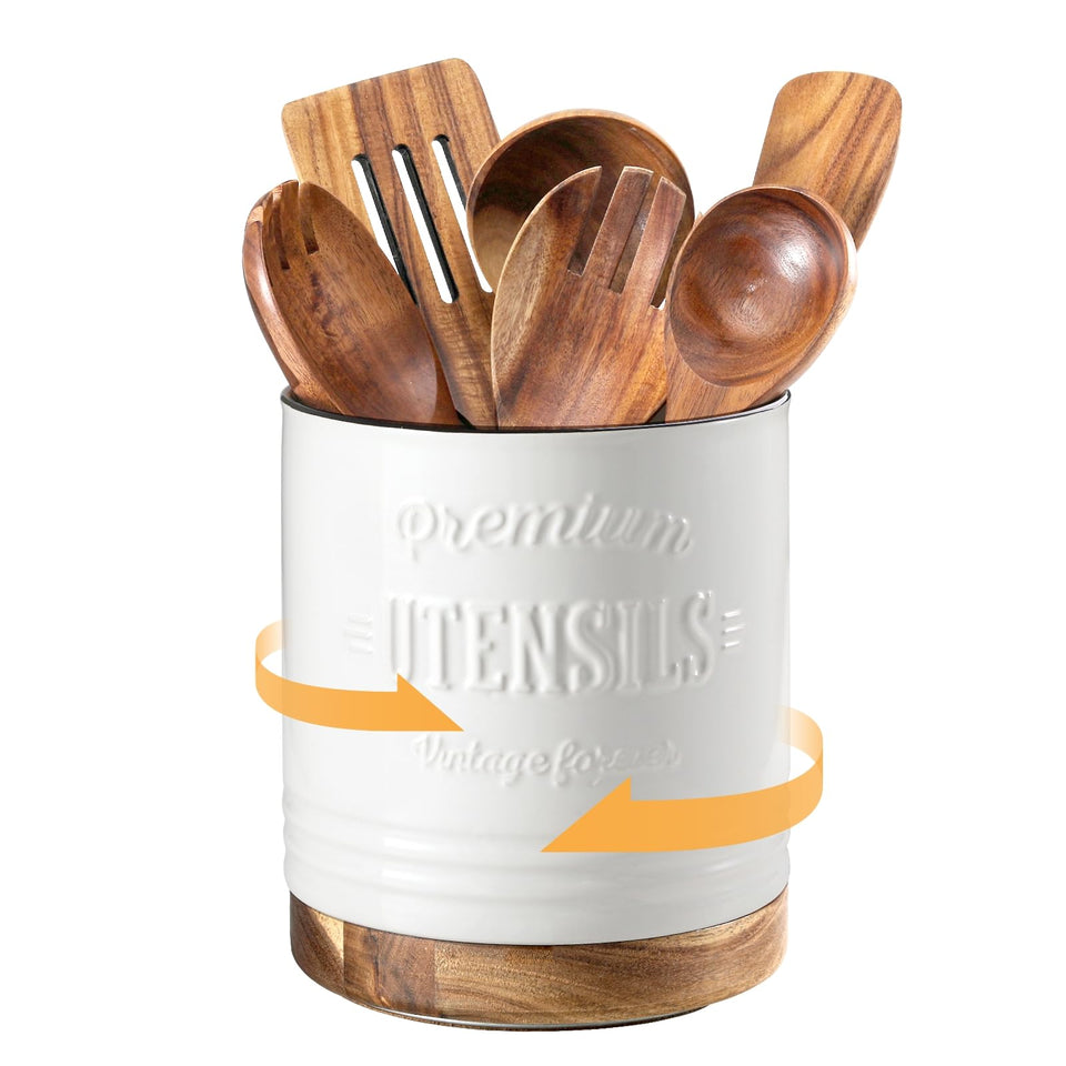 DOWAN 360° rotating utensil holder showing easy access to utensils on the counter