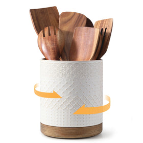 DOWAN 360° rotating utensil holder offers quick access with a smooth, silent spin.