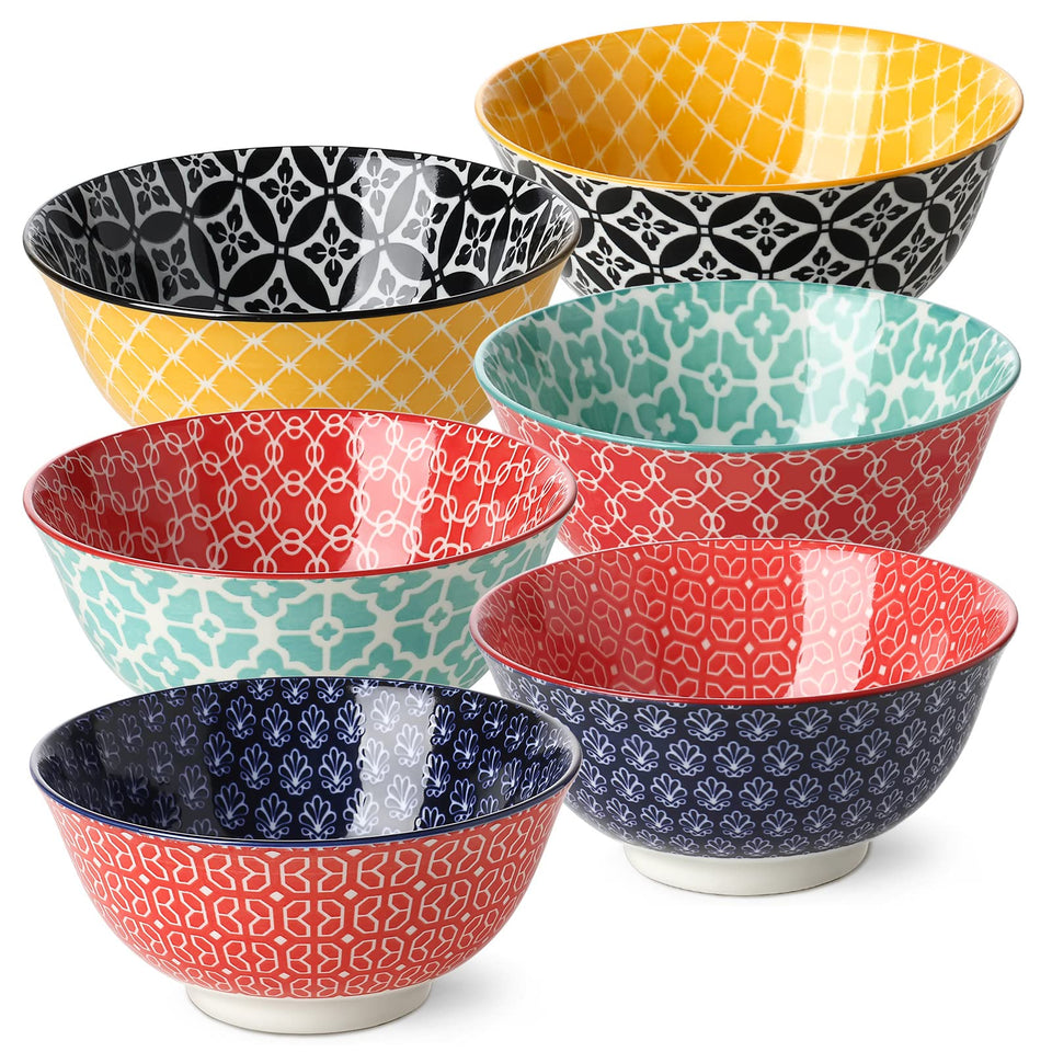 DOWAN 6-piece soup bowls set in vibrant colors for modern dining.