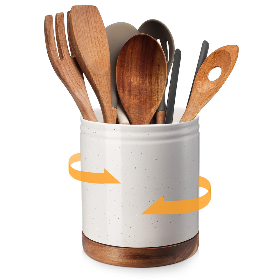 DOWAN 7.6-inch rotating utensil holder with smooth, silent 360° spin.
