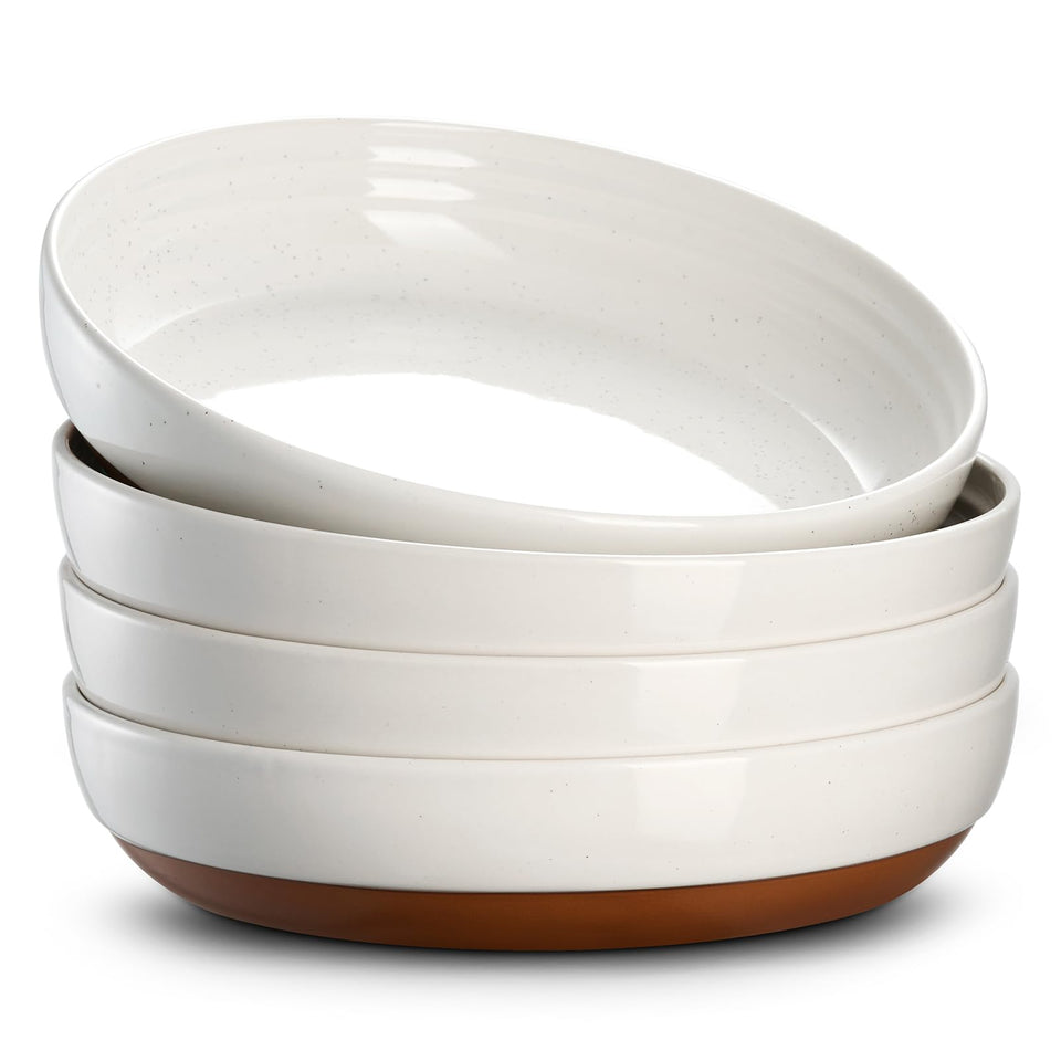 DOWAN 8.5-inch pasta bowls set of 4 with sesame glaze for generous portions and easy stacking