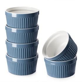 Dowan 8 oz porcelain ramekins in airy blue for individual portions