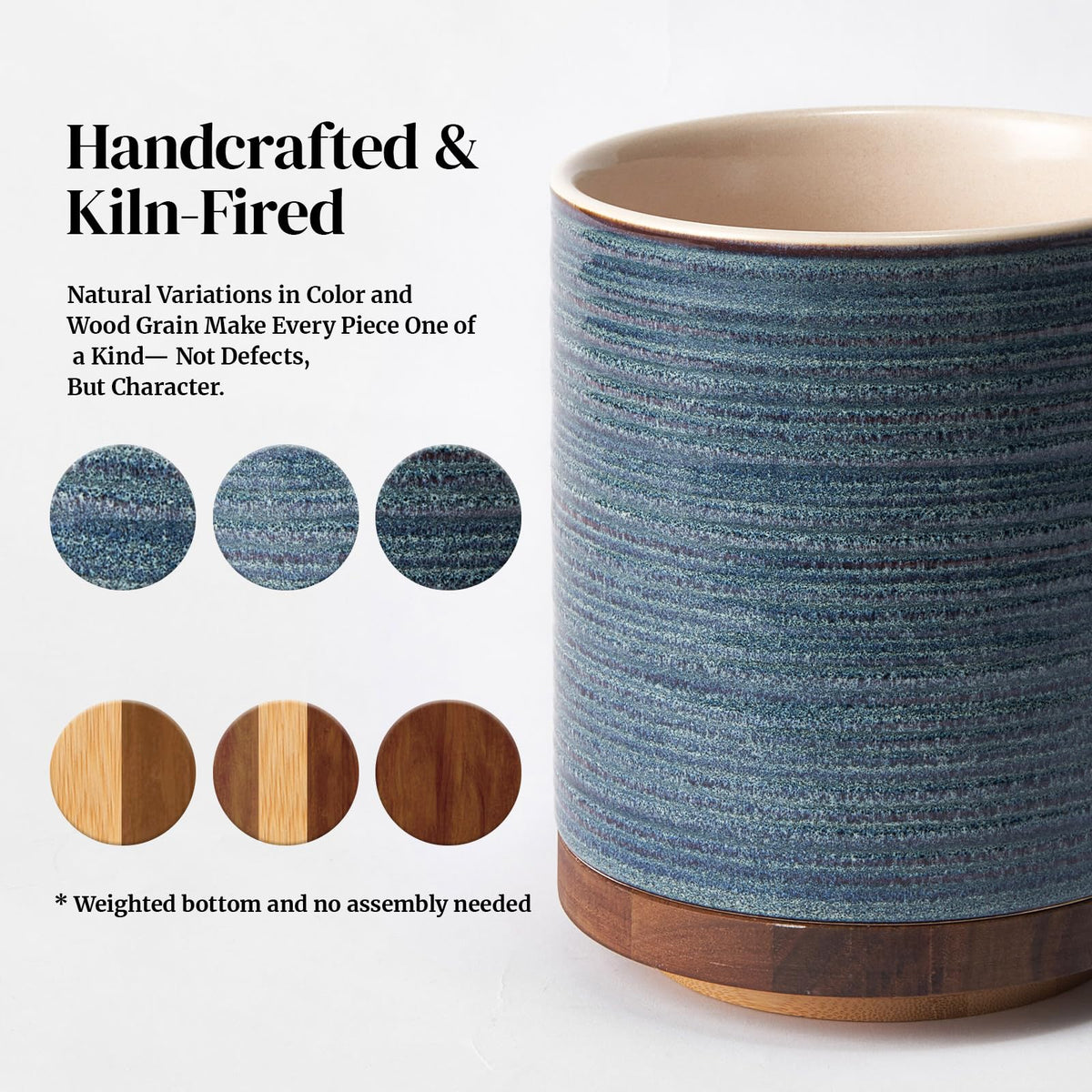 DOWAN blue hoops ceramic design adds farmhouse charm to kitchen decor