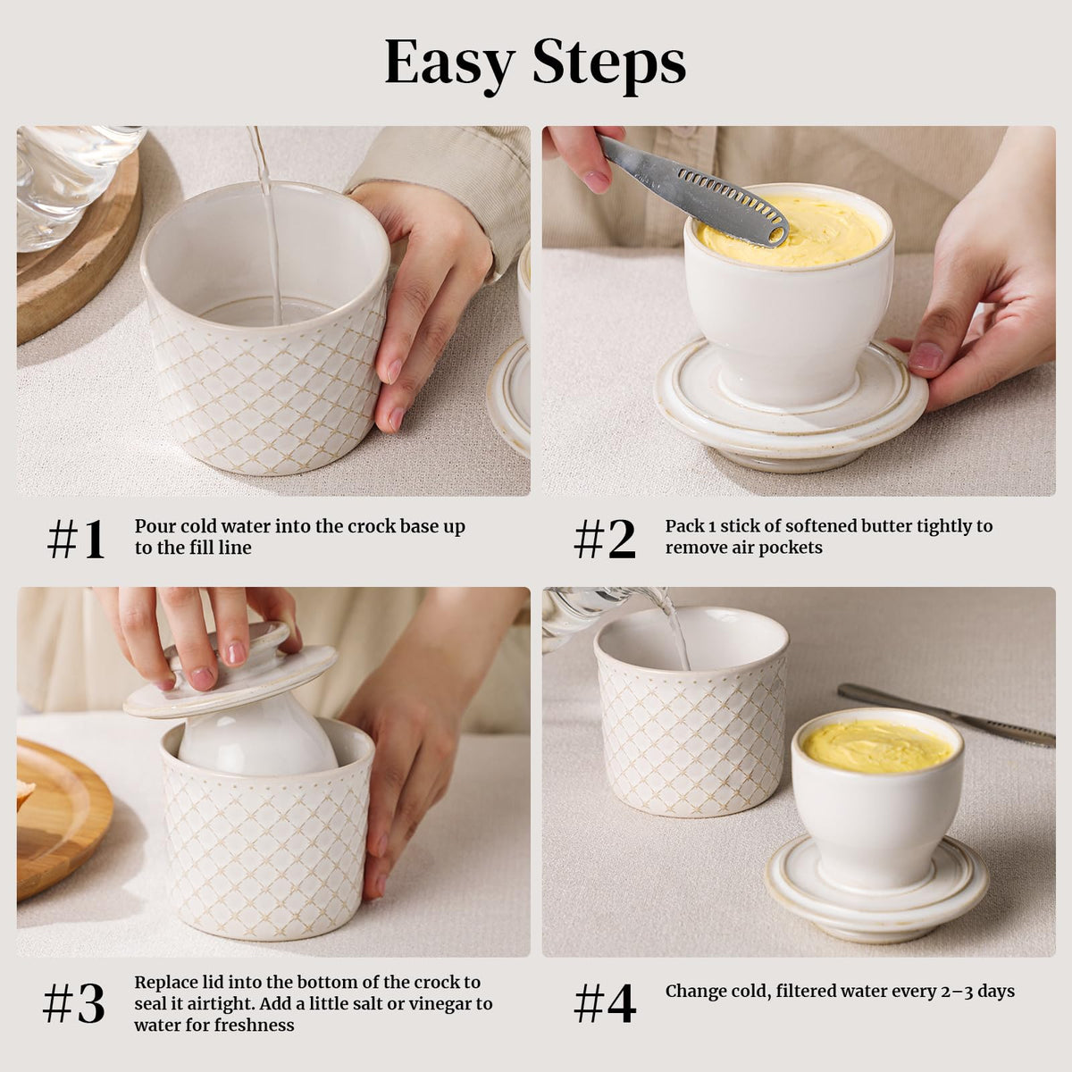 DOWAN butter crock with 1.5 sticks butter ready to use