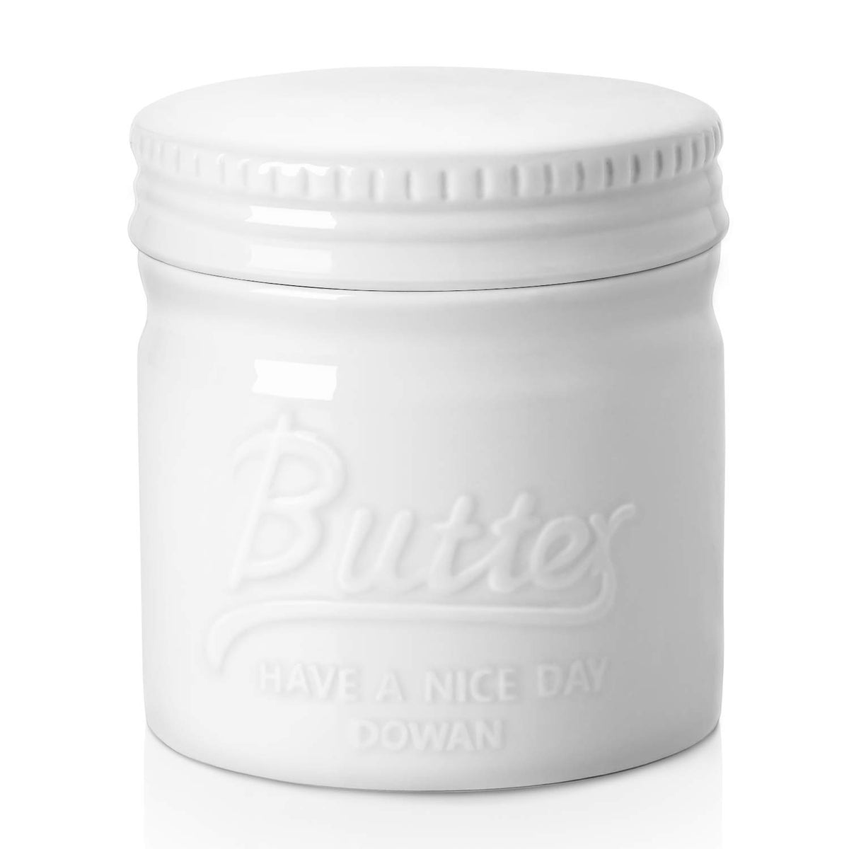 DOWAN butter crock with waterline helps maintain soft, spreadable butter