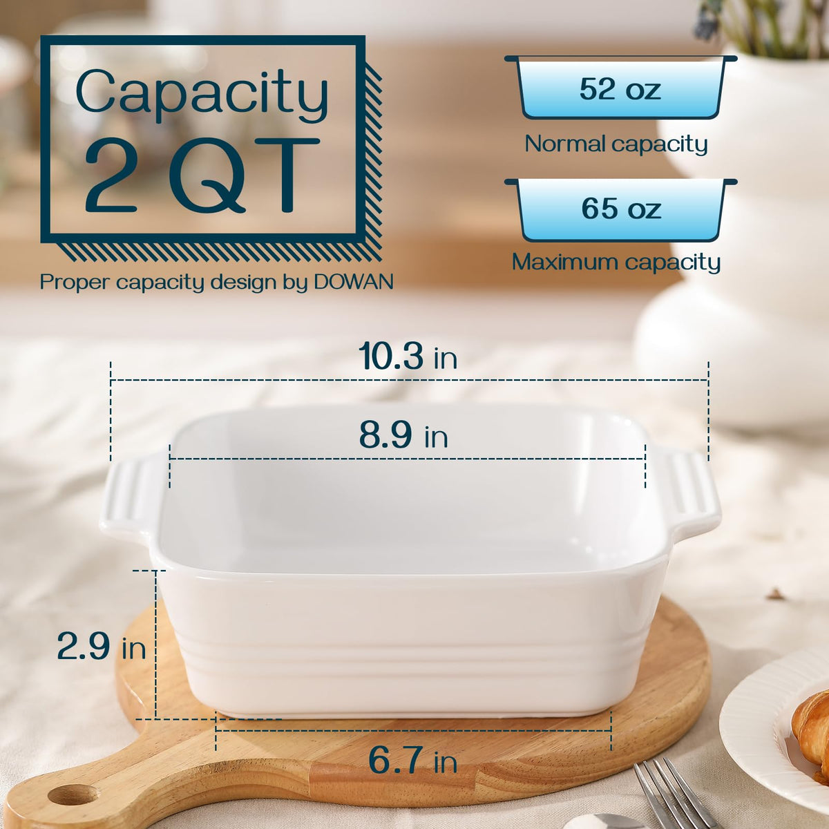 DOWAN ceramic baking dish showing oven-safe glaze finish