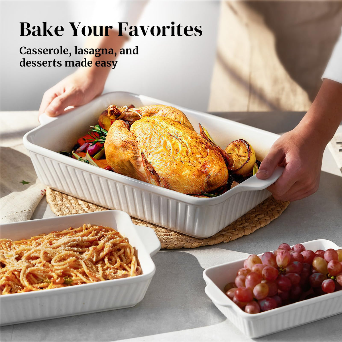 DOWAN ceramic baking dish small perfect for sides and reheats.
