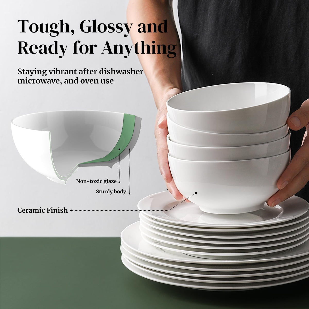 Close-up of DOWAN glaze highlights quality and finish.