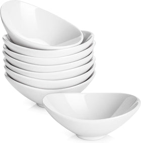 DOWAN ceramic dip bowls set of eight in soft white for versatile sauces.