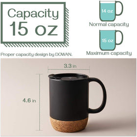 DOWAN 15oz mug on desk with lid, ideal for daily coffee.
