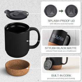 DOWAN large-handle mug close-up emphasizes comfortable grip.