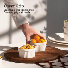 DOWAN creme brulee dishes on a table setting, elegant and timeless.