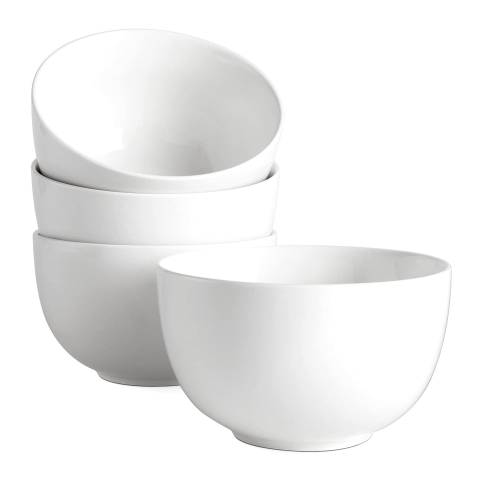 DOWAN 30oz deep ceramic bowls for cereal, soup, or pasta at family meals.