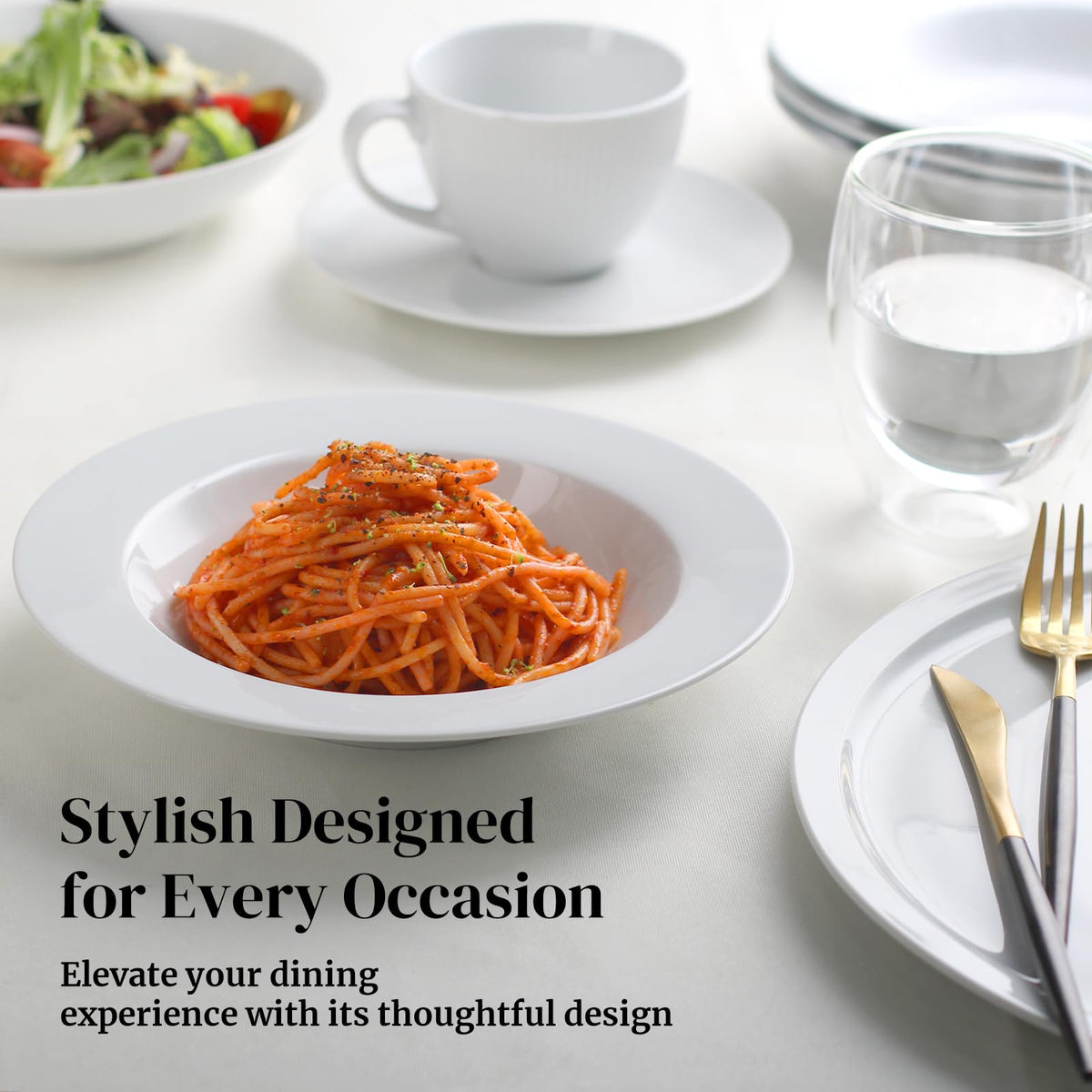 Dishwasher-safe dining ware that cleans easily after meals.