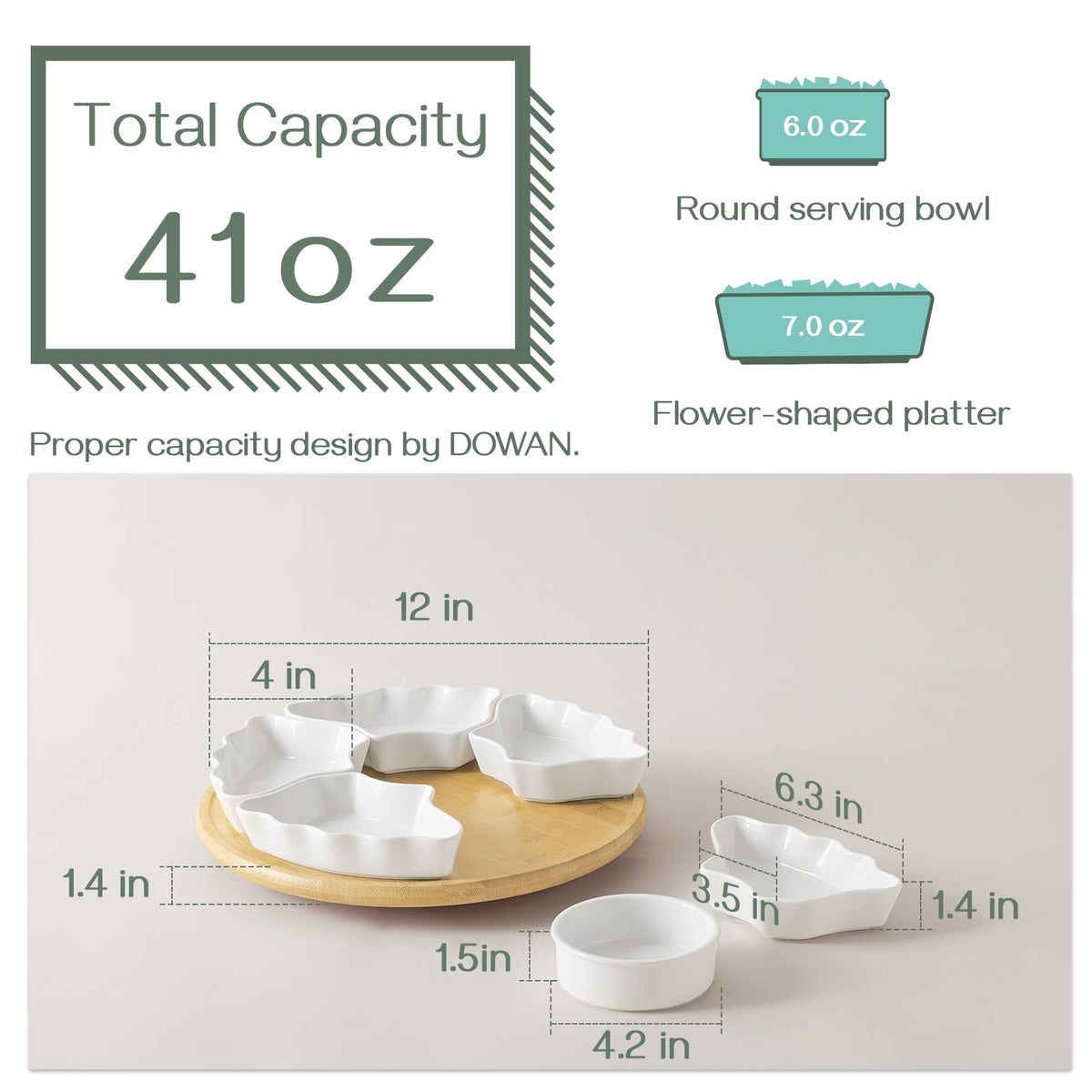 DOWAN divided ceramic platters keep snacks organized and accessible.