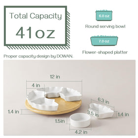 DOWAN divided ceramic platters keep snacks organized and accessible.
