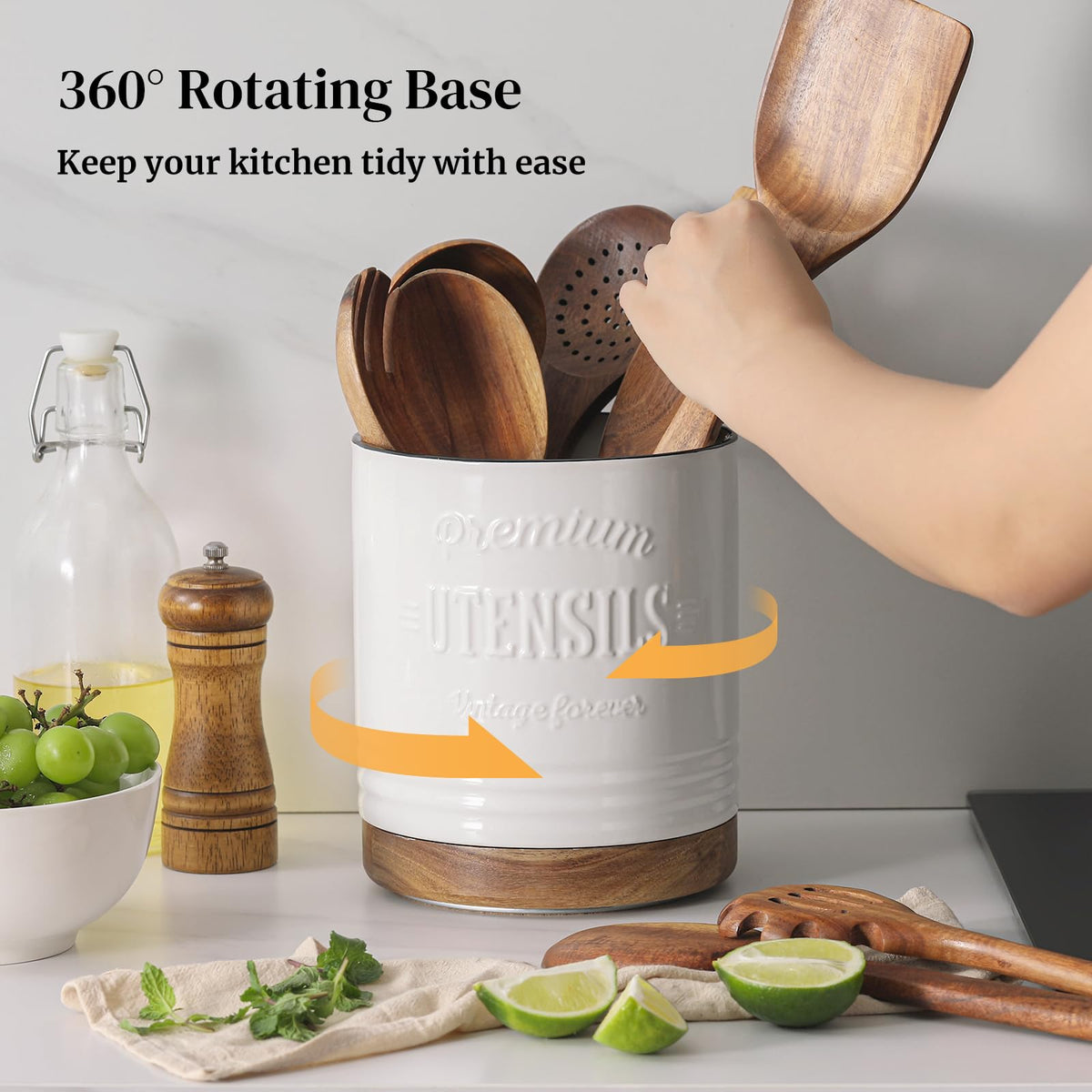 DOWAN easy-clean ceramic utensil holder designed for daily use