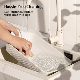 Dowan glazed surface resists stains and cleans quickly.