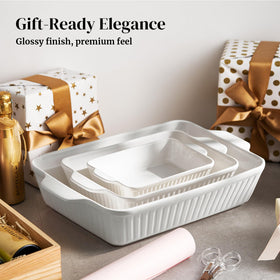 DOWAN glossy white glaze enhances modern kitchen presentation.