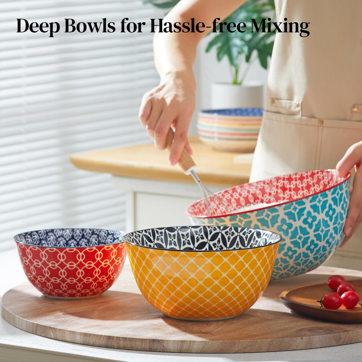 DOWAN mixing bowls 2 qt ideal for salad prep and ingredient staging.