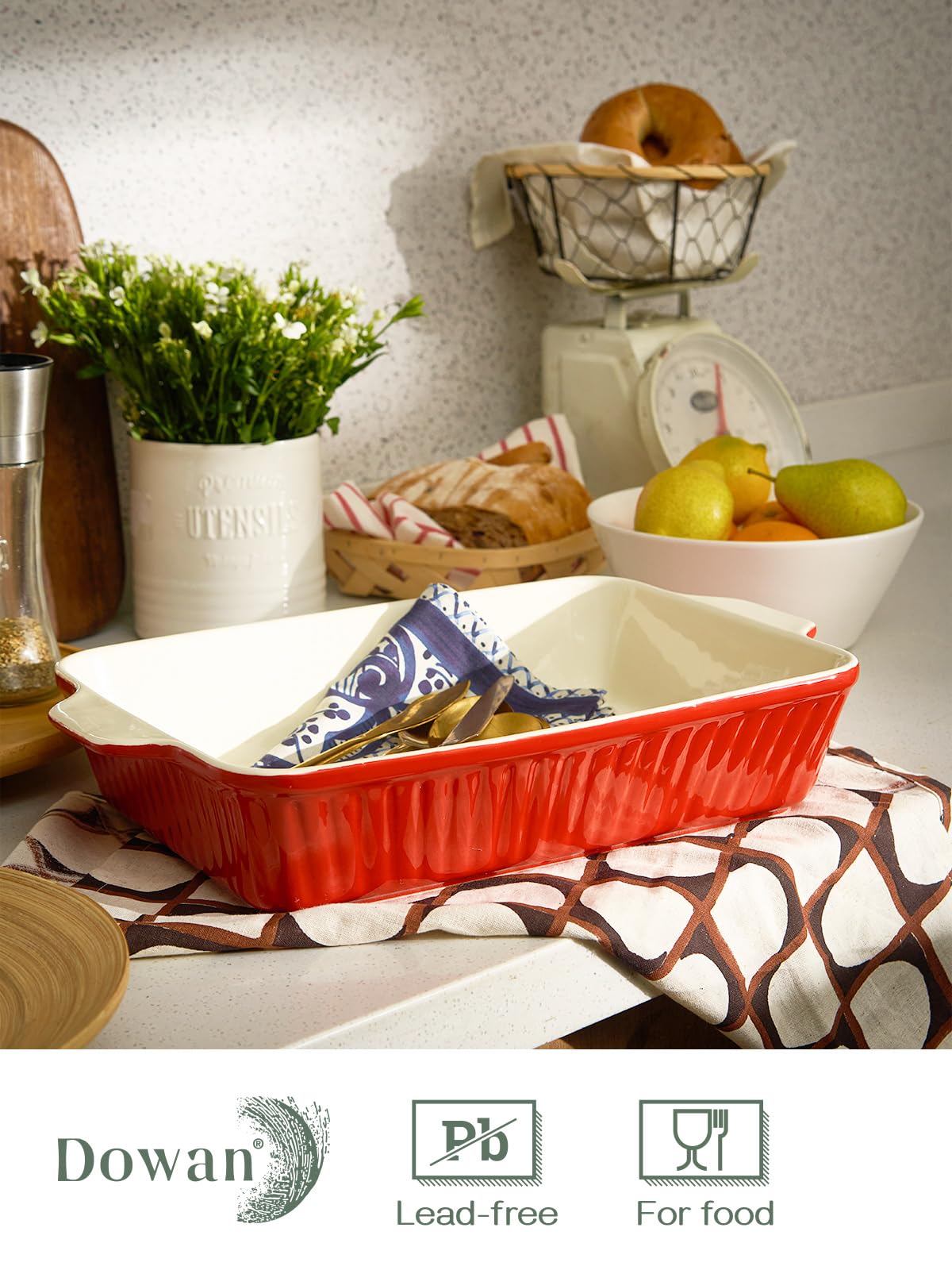 DOWAN oven-safe bakeware withstands up to 500°F for versatile cooking.