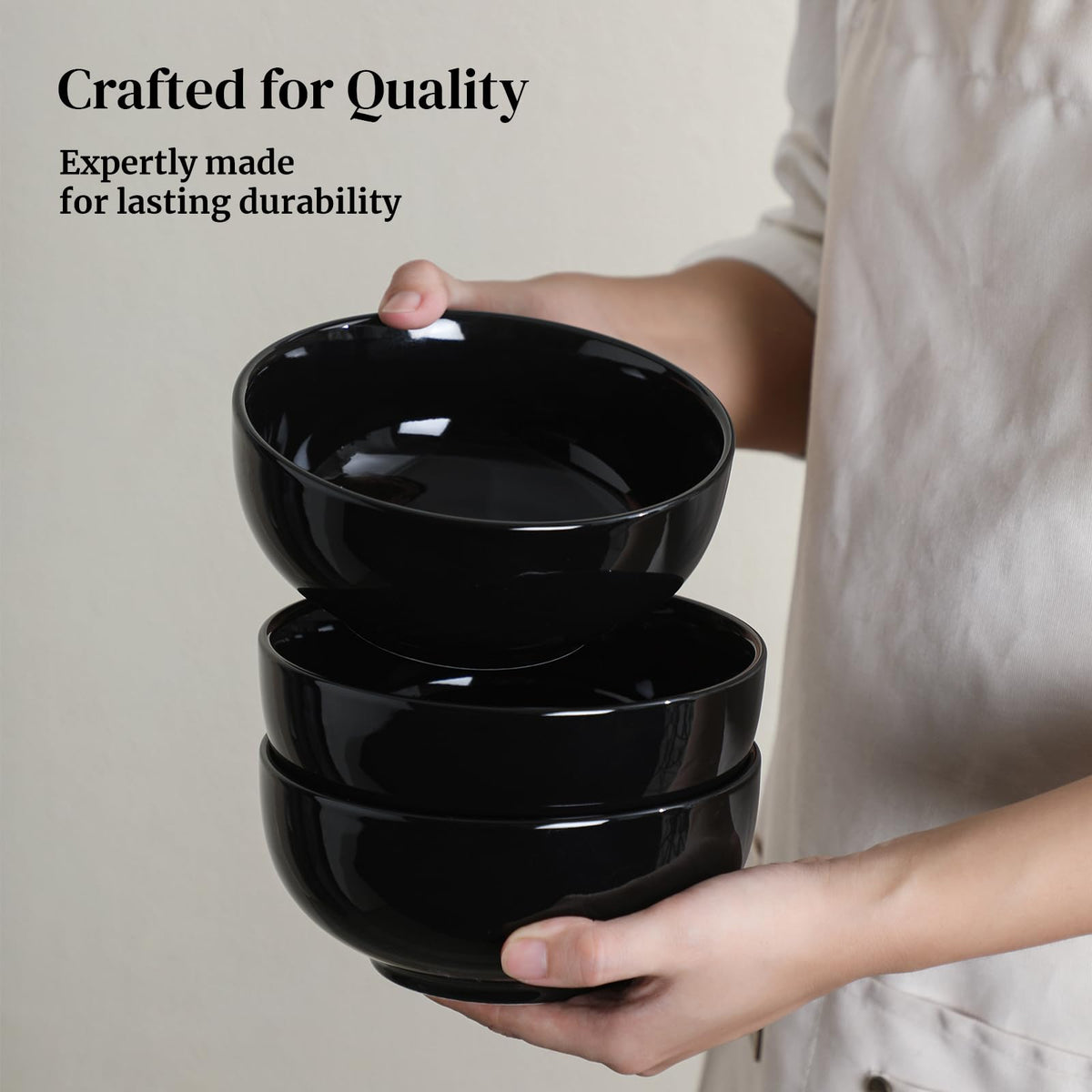 Protective packaging helps ensure bowls arrive chip-free.